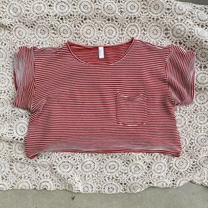 American apparel red striped crop top